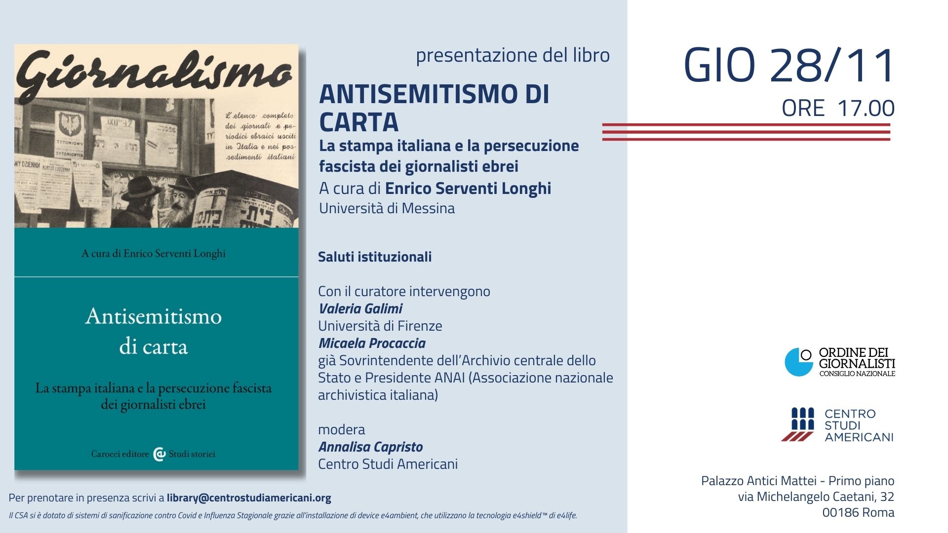 Presentazione del libro: “Antisemitismo di carta”